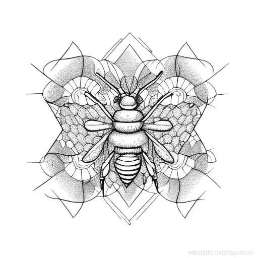 Honeycomb bees and vines tattoo design idea