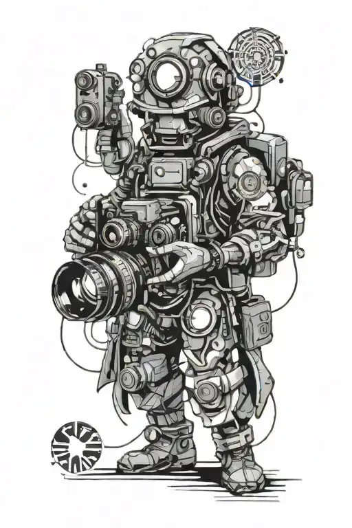 world traveller doctor with a camera and youtube sign tattoo design idea