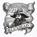 blackbeard flag waving, sig parvis magna tattoo design idea