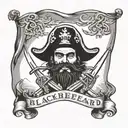 blackbeard flag waving, sig parvis magna tattoo design idea