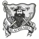 blackbeard flag waving, sig parvis magna tattoo design idea