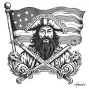 blackbeard flag waving, sig parvis magna tattoo design idea