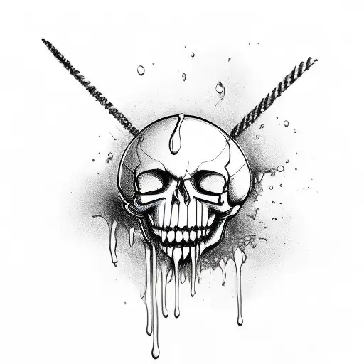 dripping, laughing skull tattoo design idea