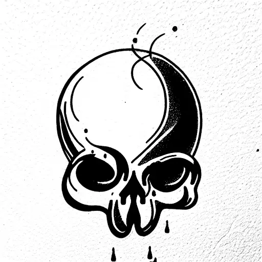 dripping, laughing skull tattoo design idea