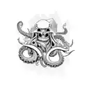ship, pirate, octopus tattoo design idea