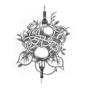 A tattoo of a video game controller intertwined with vines and flowers tattoo design idea