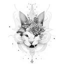 Uma árvore florescendo com animais coloridos em estilo new-school representando a vida tattoo design idea