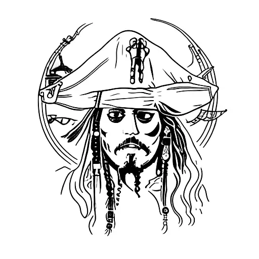 jack sparrow playing basketball tattoo design idea