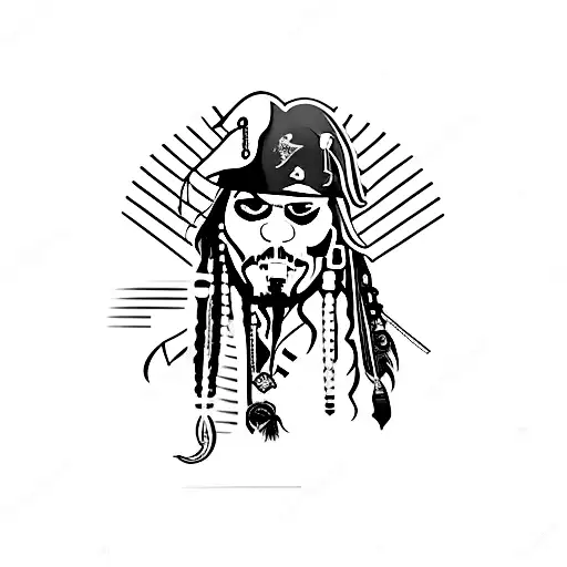 jack sparrow playing basketball tattoo design idea