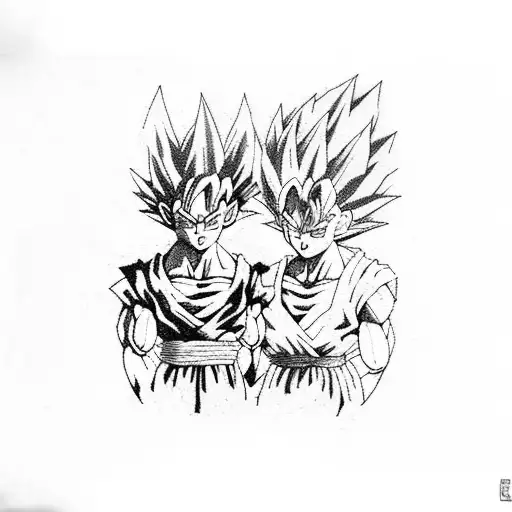 goku and vegeta holding hands tattoo design idea