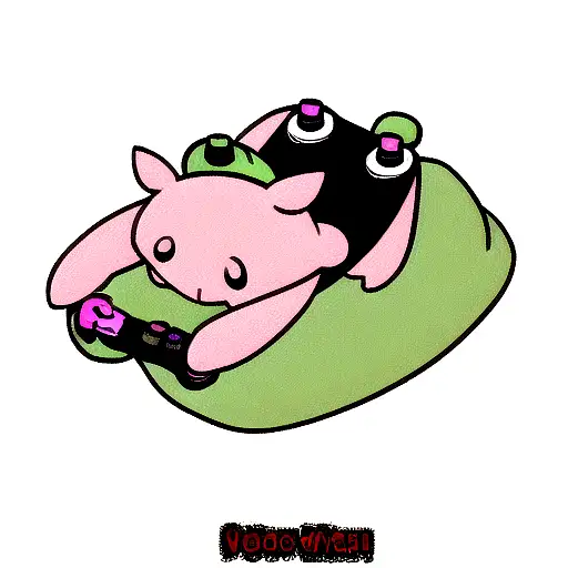 cartoon pig hold a controller on an xbox game case tattoo design idea