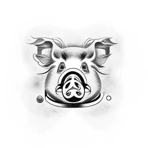 game controller transforming into a pig tattoo design idea