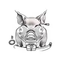 game controller transforming into a pig tattoo design idea