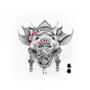 game controller transforming into a pig tattoo design idea