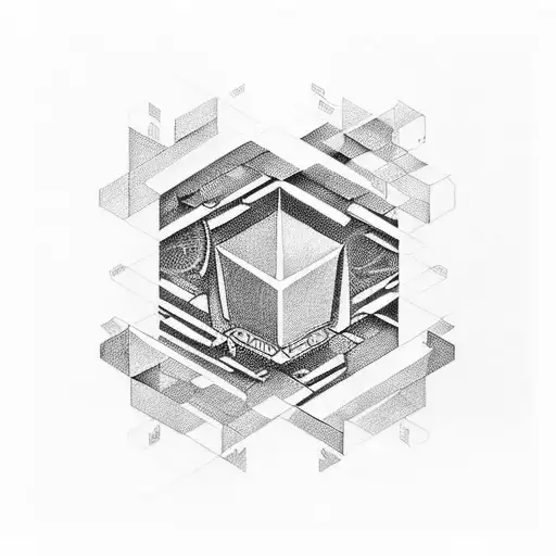 Intricate geometric design incorporating tools of the carpenter trade tattoo design idea