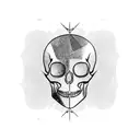 Collage of different carpentry tools forming the shape of a skull, with real silver accents and teal blue epoxy wings tattoo design idea