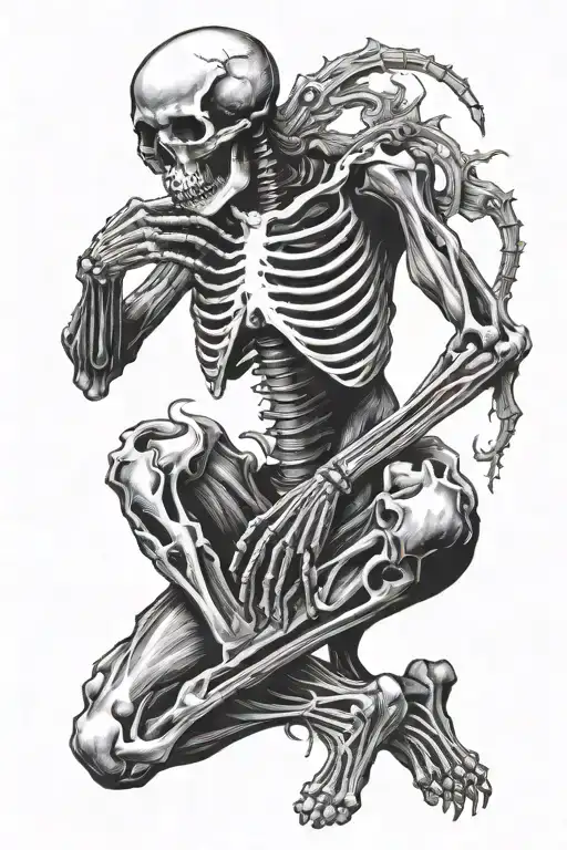 Skeleton praying, suicideboys, g59, dark, gothic, black, save me from this hell, death, rot, decomposition tattoo design idea