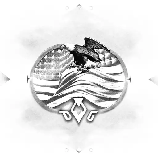 eagle with american flag and irish flag tattoo design idea