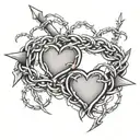 barbed wire with hearts bracelet tattoo design idea