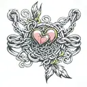 barbed wire with hearts bracelet tattoo design idea