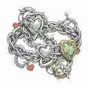 barbed wire with hearts bracelet tattoo design idea