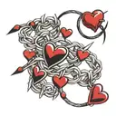 barbed wire with small hearts bracelet tattoo design idea