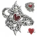 barbed wire with small hearts bracelet tattoo design idea