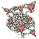 barbed wire with small hearts bracelet tattoo design idea