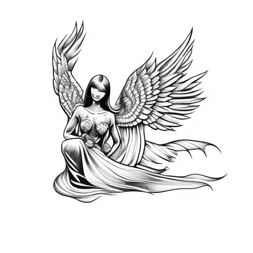 angel memory tattoo design idea