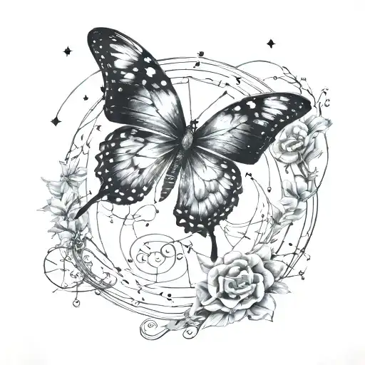 butterfly constellations Scorpio aries sign tattoo design idea