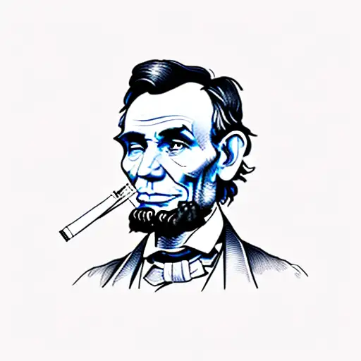 Abraham Lincoln smoking a cigarette wearing a fedora  tattoo design idea