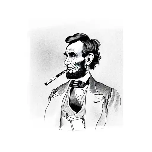 Abraham Lincoln smoking a cigarette  tattoo design idea