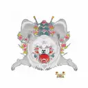 Full-arm tattoo in Japanese style, but with Russian motifs instead of a geisha - girls in a kokoshnik, bears, a Kalashni tattoo design idea
