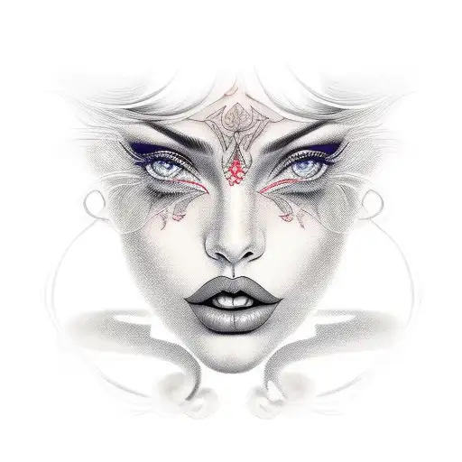 sexy girl with big lips tattoo design idea