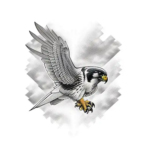 Falcon black and white aggresive tattoo design idea