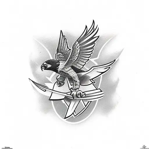 Falcon black and white tattoo design idea