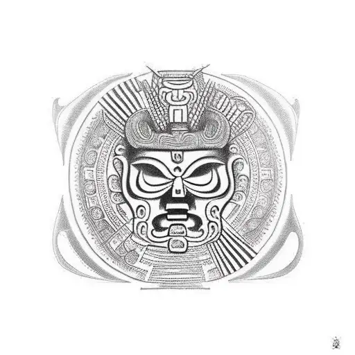 DraMictlantecuhtli, the Mexica god of the underworld, WITH a focus that enhances the mysterious and powerful nature ogon tattoo design idea