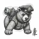 teddy bear with cop hat  tattoo design idea