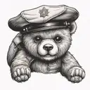 teddy bear with cop hat  tattoo design idea