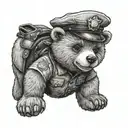 teddy bear with cop hat  tattoo design idea