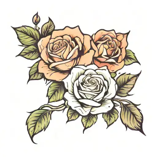 two roses horizontal  tattoo design idea