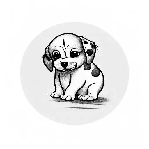 A cute small puppy with a chocolate chip cookie in its mouth tattoo design idea