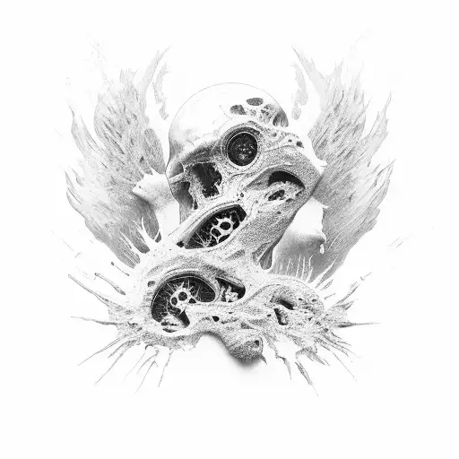 Ripped skin with computer parts under  tattoo design idea