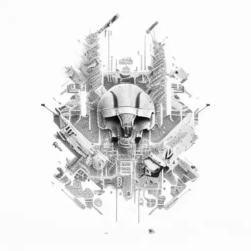 Ripped skin with computer parts under the skin sleeve  tattoo design idea