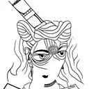 A minimalist tattoo of Frida Kahlo holding a paintbrush, showcasing her artistry tattoo design idea