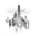 city skyline tattoo design idea