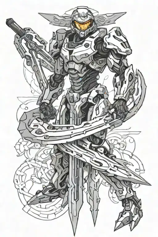 halo energy sword tattoo design idea