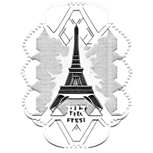 postage stamp  Eiffel Tower tattoo design idea