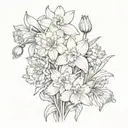a small bundle of daffodils aster chrysanthemum and narcissus tattoo design idea