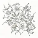 a small bundle of daffodils aster chrysanthemum and narcissus tattoo design idea